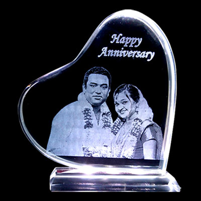 "Personalised Heart Shape 2D Crystal with Message (Big) - Click here to View more details about this Product